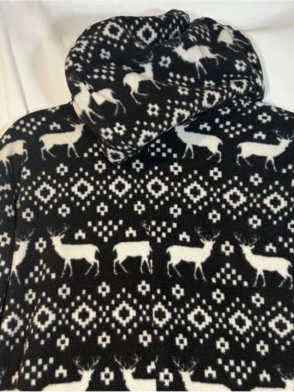 Black & White Hooded Holiday Fleece Onesie Pajamas